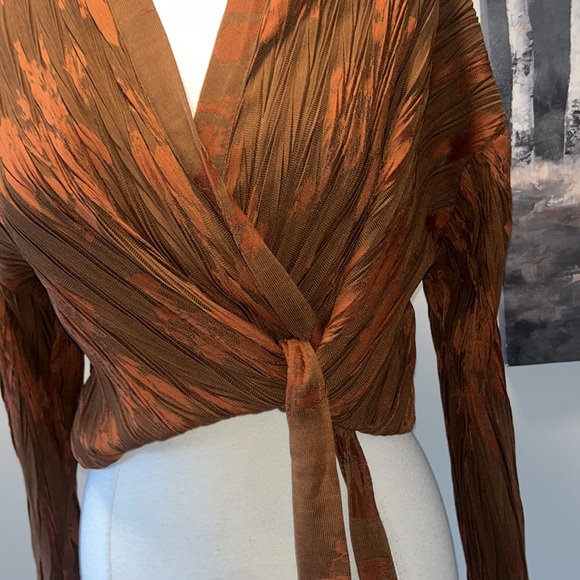 Zara NWT brown wrap blouse - Picture 2 of 5
